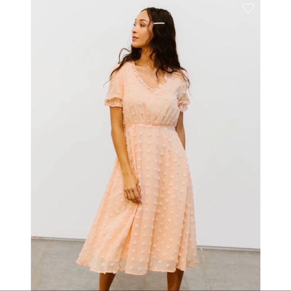 Baltic Born - Peach Swiss Dot Dress - Size Small - NWT